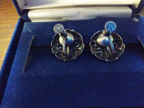 Sterling silver textured screwback earrings - image 2