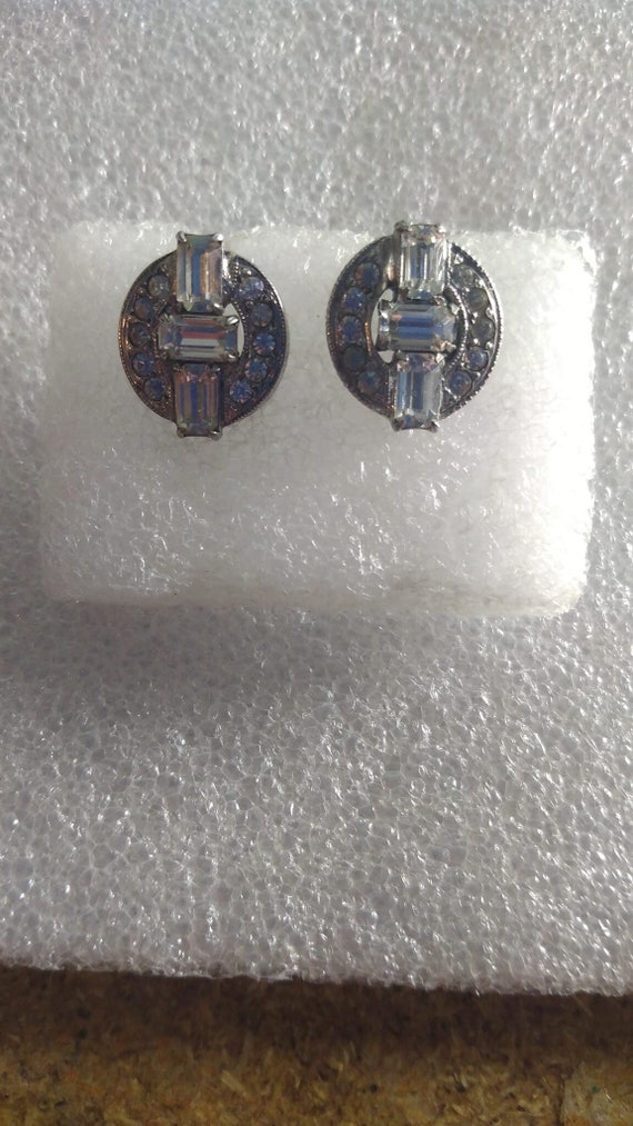 Sterling Wells rhinestone screwback earrings