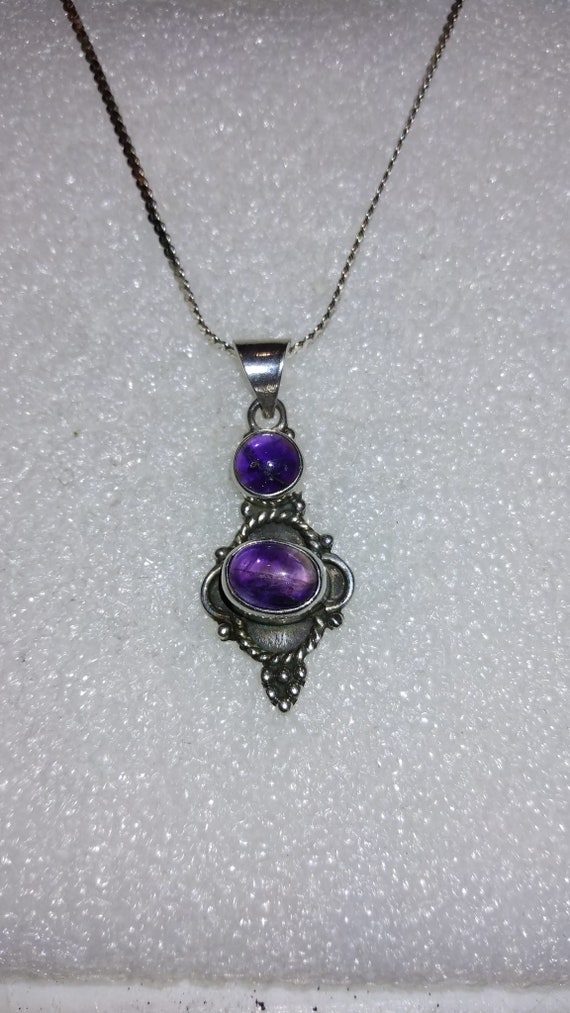 Sterling silver amethyst pendant necklace - image 1