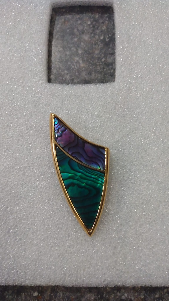 Butler purple and green abalone brooch