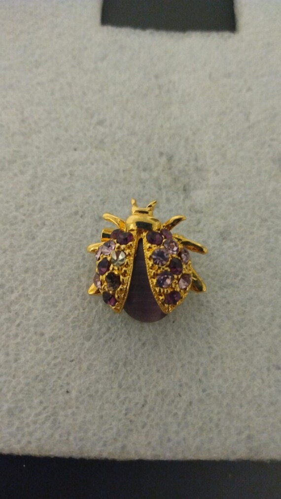 Small L-S (Levine-Simpson) purple and gold-tone la