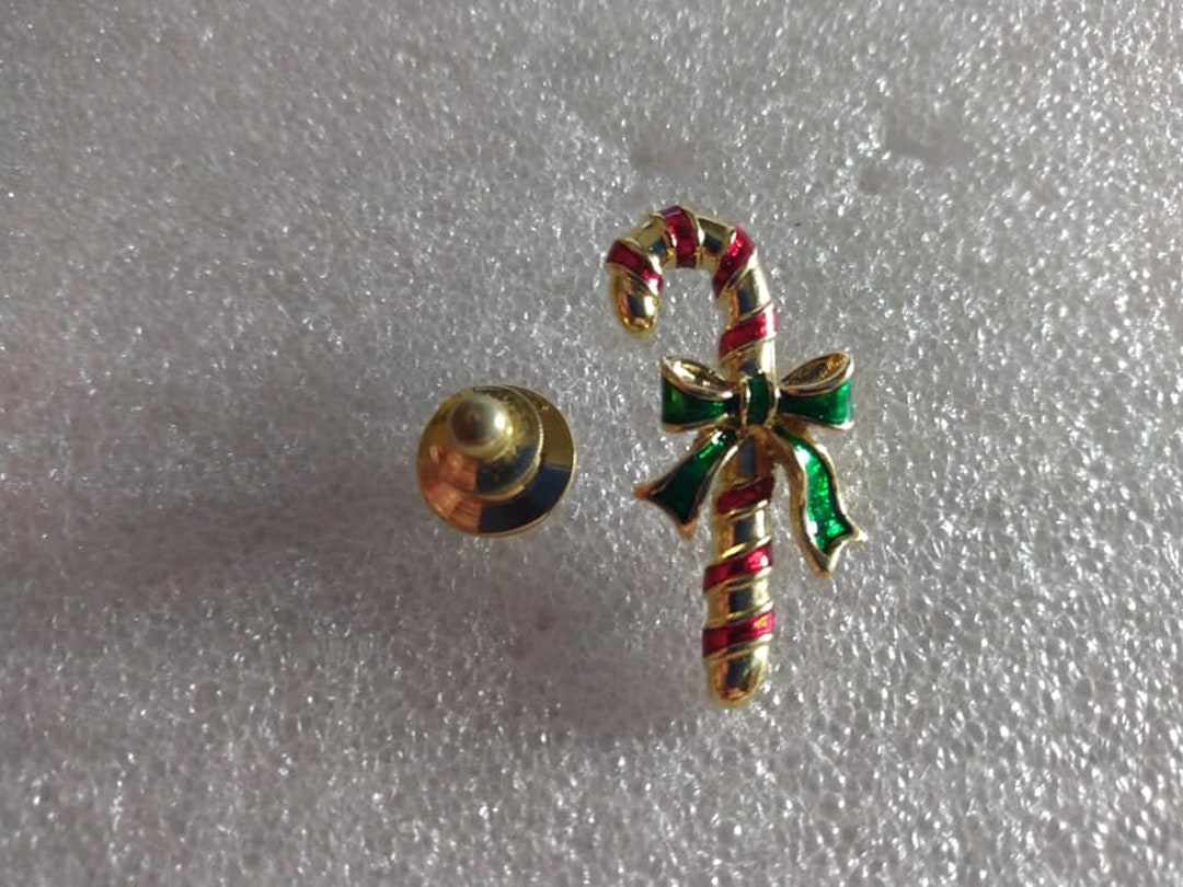 Avon 1986 Candy Cane Tack Pin Etsy