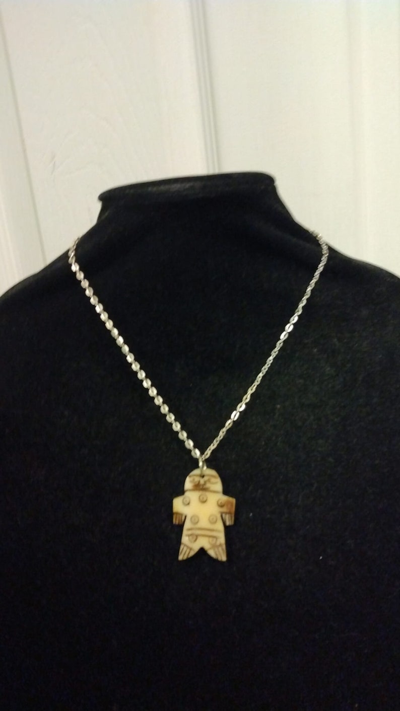 Whimsical Carved Bone Man Simple Pendant Necklace - Etsy