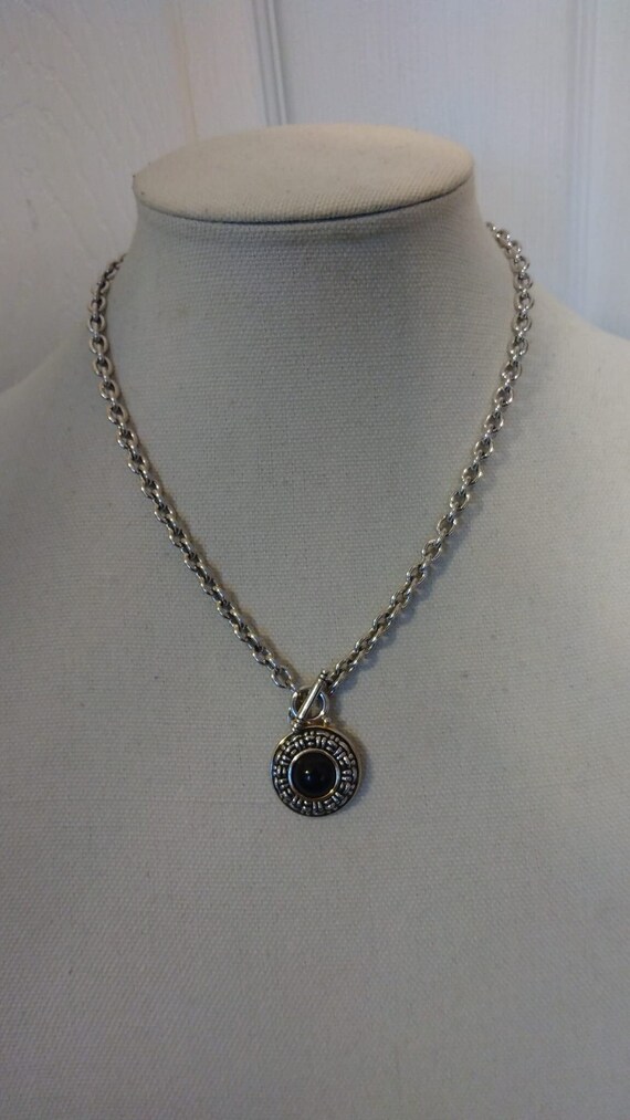 Talbot's silver tone and black pendant