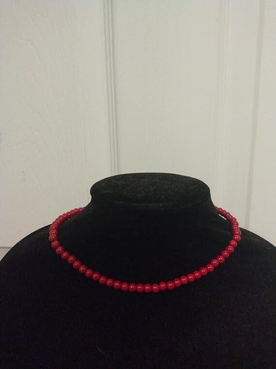 1960s cherry red Trifari beaded necklace