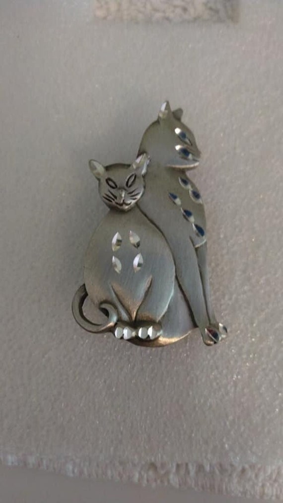 Torino silver-tone cats brooch