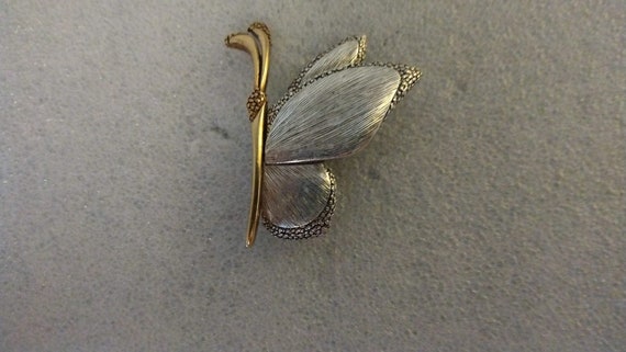 Liz Claiborne 1980s-era two-tone butterfly brooch - image 1