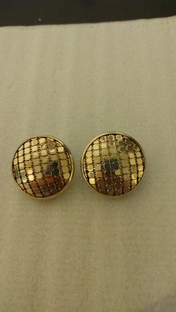 Bergere gold-tone round textured clip-on earrings