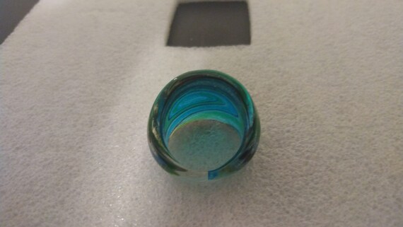 Handmade blue-green glass ring, US size 8.5 - image 6