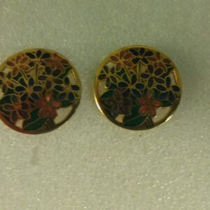 Enamel floral stud earrings