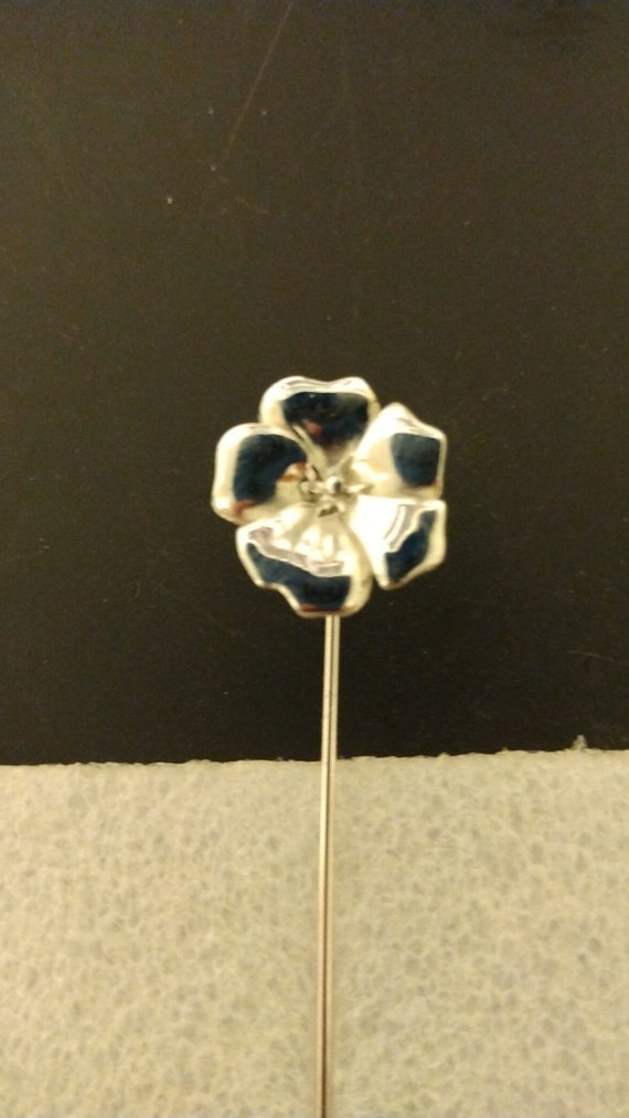 Trifari silver-tone flower stick pin