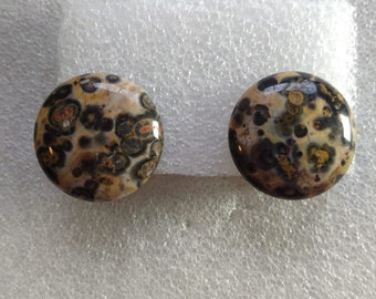 Leopard skin jasper stud earrings