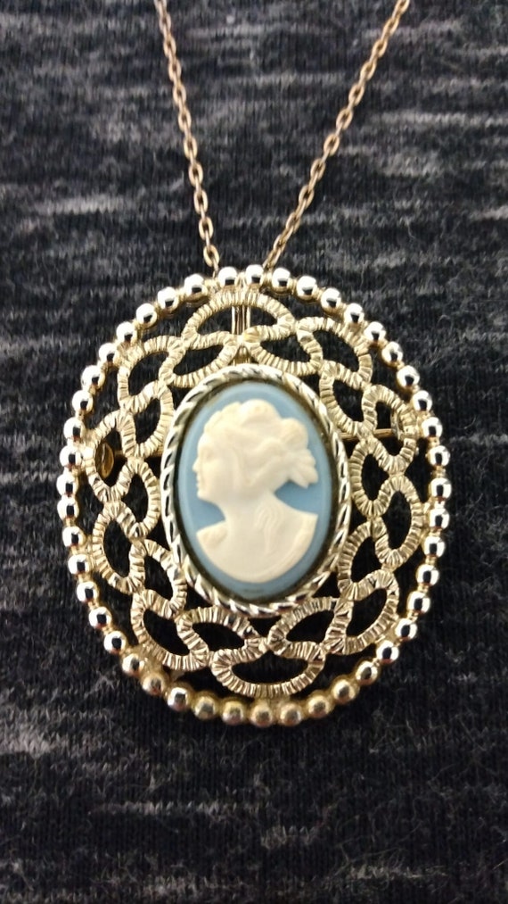 Sarah Coventry 1957 "Blue Lace" cameo brooch/pendant … - Gem