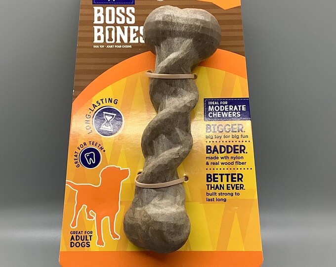 Top Paw Boss Bones, Chew Twist Dog Toy, Adult Size, Moderate Chewers