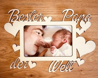 Bester Papa der Welt - Bilderrahmen Gravur - mit G