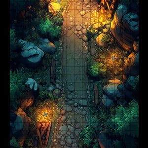 Around the Bend Battle Map,  DnD Battle Map, D&D, Battlemap, Dungeons and Dragons, 5e, Roll20, Fantasy Grounds, Foundry, VTT, Digital Map