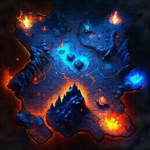 Pillars of Fire Battle Map, DnD Battle Map, D&D, Battlemap, Dungeons and Dragons, 5e, Roll20, Fantasy Grounds, Foundry, VTT, Digital Map