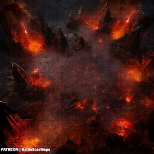 Vulkanische Ash Battle Map, DnD Battle Map, D&D, Battlemap, Dungeons and Dragons, 5e, Roll20, Fantasy Grounds, Foundry, VTT, Digitale kaart