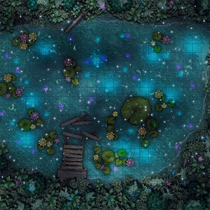 Fey Swamp Battle Map, DnD Battle Map, D&D, Battlemap, Dungeons and Dragons, 5e, Roll20, Fantasy Grounds, Foundry, VTT, Digitale kaart