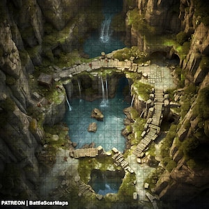 Mapa de batalla de Hidden Falls, Mapa de batalla DnD, D&D, Mapa de batalla, Dragones y mazmorras, 5e, Roll20, Fantasy Grounds, Foundry, VTT, Mapa digital