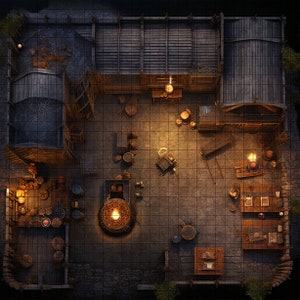 Blacksmith Battle Map, DnD Battle Map, D&D, Battlemap, Dungeons and Dragons, 5e, Roll20, Fantasy Grounds, Foundry, VTT, Digitale kaart