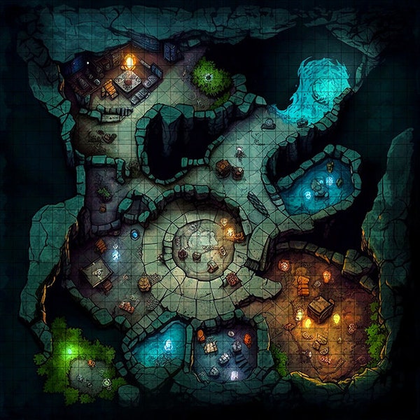 Arcane Study Battle Map,  DnD Battle Map, D&D, Battlemap, Dungeons and Dragons, 5e, Roll20, Fantasy Grounds, Foundry, VTT, Digital Map