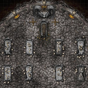 The Crypts Boss Battle Map, DnD Battle Map, D&D, Battlemap, Dungeons and Dragons, 5e, Roll20, Fantasy Grounds, Foundry, VTT, Digital Map