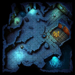 Tomb Battle Map, DnD Battle Map, D&D, Battlemap, Dungeons and Dragons, 5e, Roll20, Fantasy Grounds, Foundry, VTT, Digitale kaart