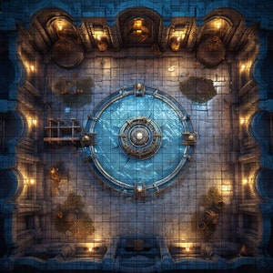 Gebed Waters Battle Map, DnD Battle Map, D&D, Battlemap, Dungeons and Dragons, 5e, Roll20, Fantasy Grounds, Foundry, VTT, Digitale kaart