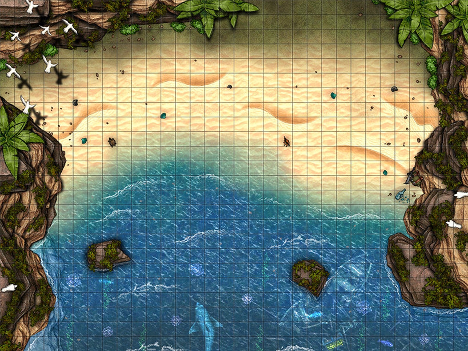 Beach Cove Battle Map Dnd Battle Map D D Battlemap Etsy