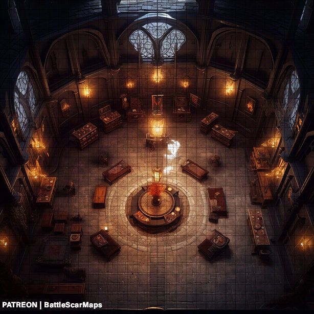 Quiet Room Battle Map,  DnD Battle Map, D&D, Battlemap, Dungeons and Dragons, 5e, Roll20, Fantasy Grounds, Foundry, VTT, Digital Map, Study