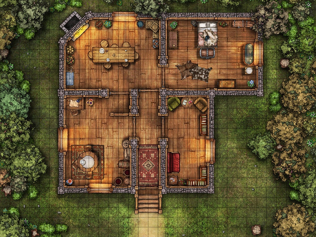 Forest Cottage Battle Map Dnd Battle Map Dandd Battlemap Dungeons And