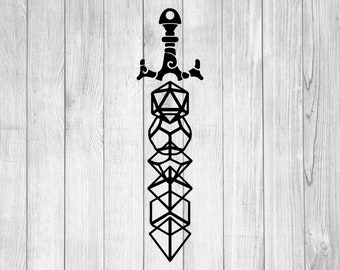 Dice Sword svg, D20 svg, D20 shirt, Weapon svg, D&D svg, Dungeons and Dragons svg, DnD Shirt, Dungeons and Dragons shirt, Cricut svg