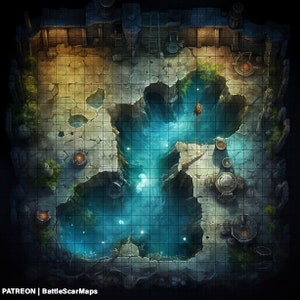 Sink Hole Battle Map, DnD Battle Map, D&D, Battlemap, Dungeons and Dragons, 5e, Roll20, Fantasy Grounds, Foundry, VTT, Digitale kaart