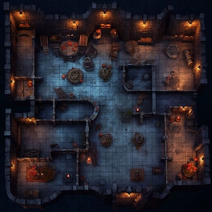 Castle Cellar Battle Map, DnD Battle Map, D&D, Battlemap, Donjons et Dragons, 5e, Roll20, Fantasy Grounds, Foundry, VTT, Digital Map