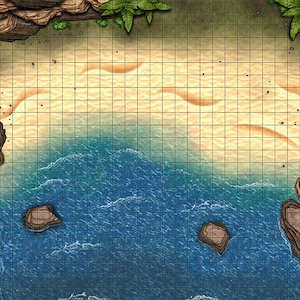 Beach Cove Battle Map, D&D Battle Map, D&D, Battlemap, Dungeons and Dragons, 5e, Roll20, Fantasy Grounds, Gießerei, VTT, Digital Map