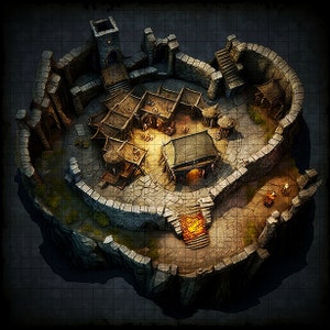 Outpost Battle Map, DnD Battle Map, D&D, Battlemap, Dungeons and Dragons, 5e, Roll20, Fantasy Grounds, Foundry, VTT, Digitale kaart