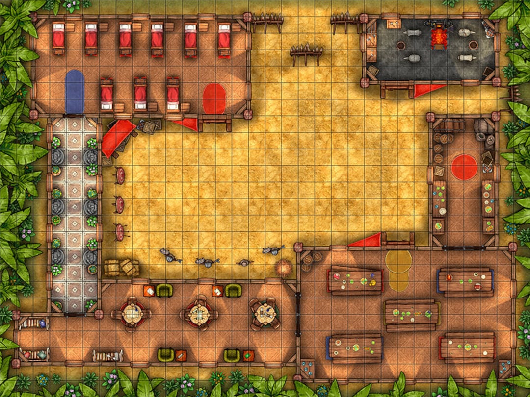 Forest Barracks Battle Map, Dnd Battle Map, D&D, Battlemap, Dungeons