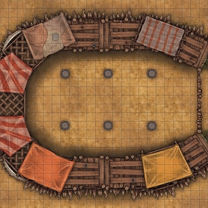 Desert Arena Battle Map, DnD Battle Map, D&D, Battlemap, Dungeons and Dragons, 5e, Roll20, Fantasy Grounds, Foundry, VTT, Digitale kaart