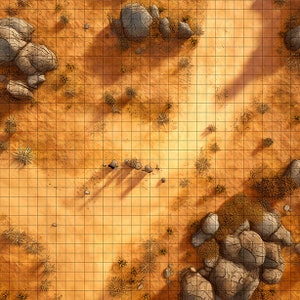 Desert Path Battle Map, DnD Battle Map, D&D, Battlemap, Dungeons and Dragons, 5e, Roll20, Fantasy Grounds, Foundry, VTT, Digitale kaart
