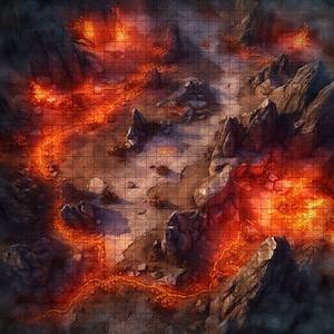 Lava Landing Battle Map, DnD Battle Map, D&D, Battlemap, Dungeons and Dragons, 5e, Roll20, Fantasy Grounds, Foundry, VTT, Digitale kaart