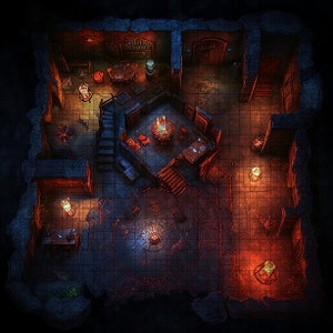 Undercroft Battle Map, DnD Battle Map, D&D, Battlemap, Dungeons and Dragons, 5e, Roll20, Fantasy Grounds, Foundry, VTT, Digitale kaart