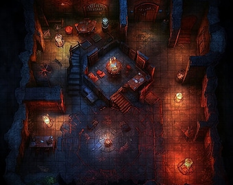 Undercroft Battle Map,  DnD Battle Map, D&D, Battlemap, Dungeons and Dragons, 5e, Roll20, Fantasy Grounds, Foundry, VTT, Digital Map