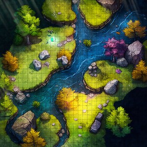 River Path Battle Map, DnD Battle Map, D&D, Battlemap, Dungeons and Dragons, 5e, Roll20, Fantasy Grounds, Foundry, VTT, Digitale kaart