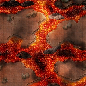 Lava Steppes Battle Map, DnD Battle Map, D&D, Battlemap, Dungeons and Dragons, 5e, Roll20, Fantasy Grounds, Foundry, VTT, Digitale kaart
