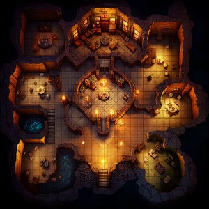 Gnome Hall Battle Map, DnD Battle Map, D&D, Battlemap, Dungeons and Dragons, 5e, Roll20, Fantasy Grounds, Foundry, VTT, Digitale kaart