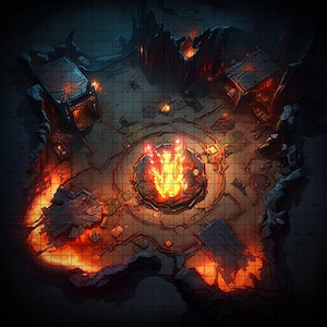 Fire Pit Battle Map, DnD Battle Map, D&D, Battlemap, Dungeons and Dragons, 5e, Roll20, Fantasy Grounds, Foundry, VTT, Digital Map