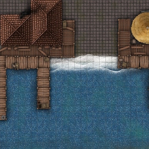 City Port Battle Map, DnD Battle Map, D&D, Battlemap, Dungeons and Dragons, 5e, Roll20, Fantasy Grounds, Foundry, VTT, Digitale kaart
