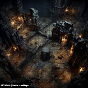 Forsaken Mines Battle Map, DnD Battle Map, D&D, Battlemap, Dungeons and Dragons, 5e, Roll20, Fantasy Grounds, Foundry, VTT, Digitale kaart