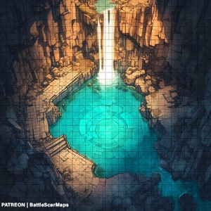 Healing Waters Battle Map, DnD Battle Map, D&D, Battlemap, Dungeons and Dragons, 5e, Roll20, Fantasy Grounds, Foundry, VTT, Digitale kaart